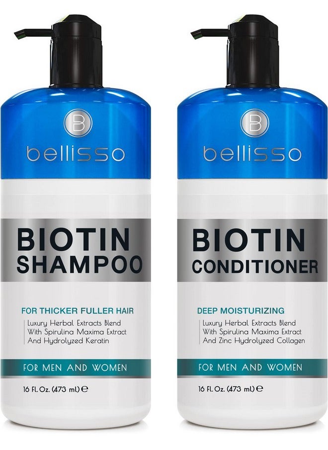 Biotin Shampoo And Conditioner Set - Sulfate And Paraben Free Treatment For Men And Women - Hair Thickening Volumizing Products To Help Boost Thinning Hair With Added Keratin