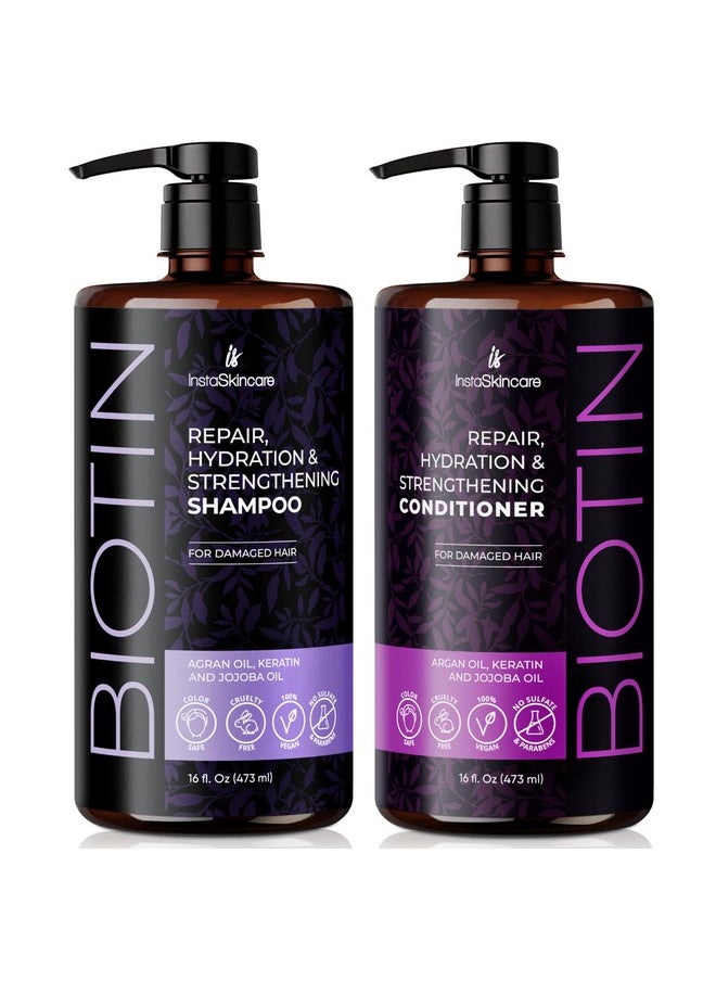 Biotin Shampoo And Conditioner Set For Hair Growth & Thinning Hair, Hydrating & Nourishing Hair Loss Treatment For Women And Men - Sulfate Free, Gluten-Free Made In Usa