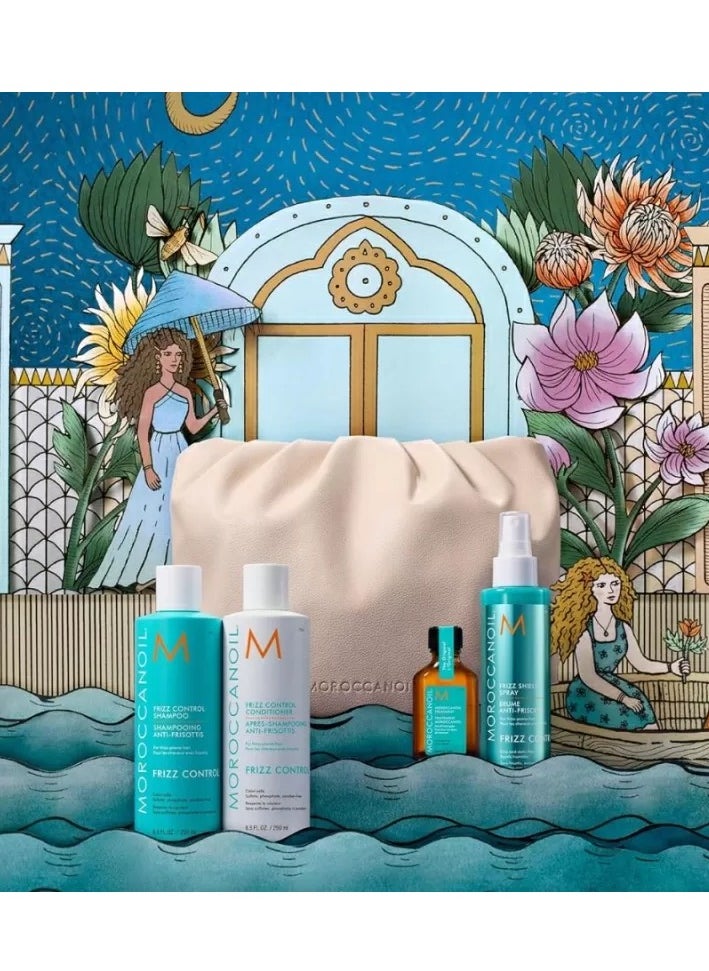 Moroccanoil Frizz Control Holiday Set 2024, Moroccanoil Treatment - 25 ml,Shampoo for frizz control - 250 ml, Curl control conditioner - 250 ml, Frizz Shield Spray – 160 ml