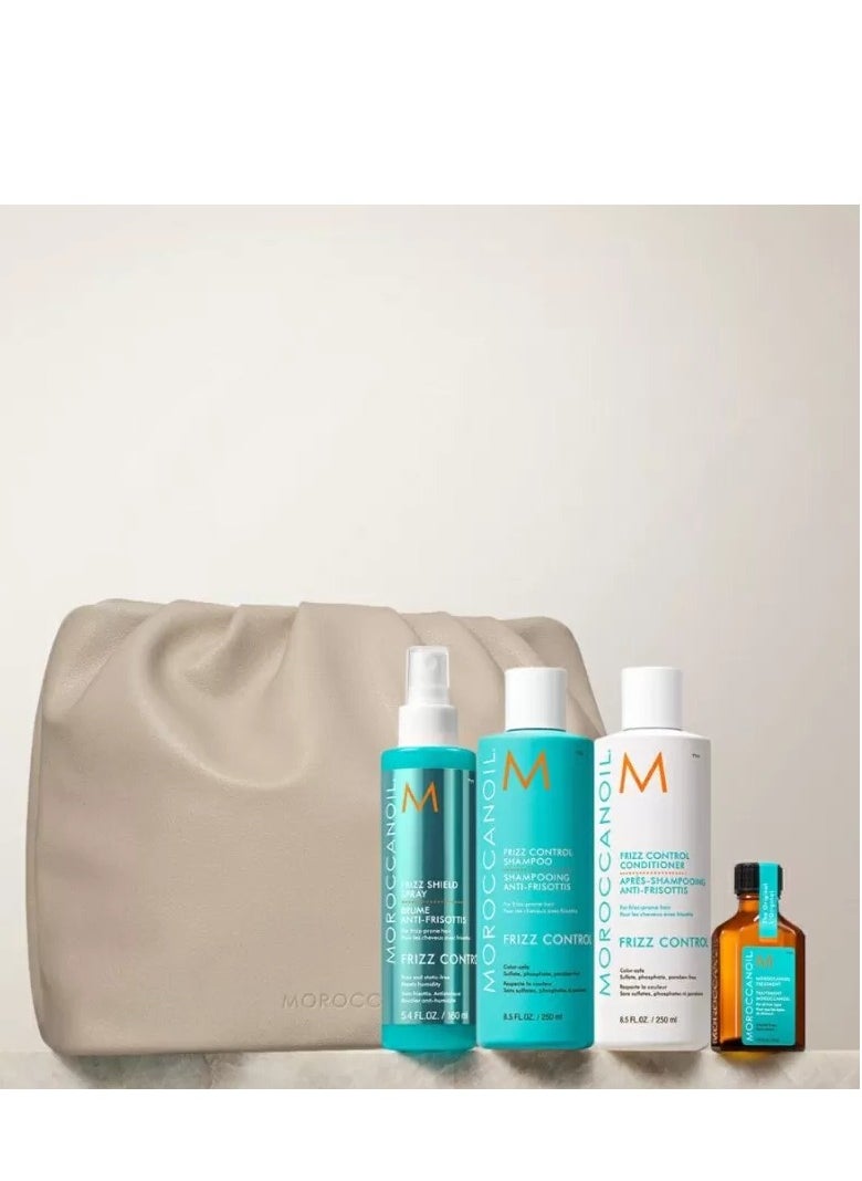 Moroccanoil Frizz Control Holiday Set 2024, Moroccanoil Treatment - 25 ml,Shampoo for frizz control - 250 ml, Curl control conditioner - 250 ml, Frizz Shield Spray – 160 ml