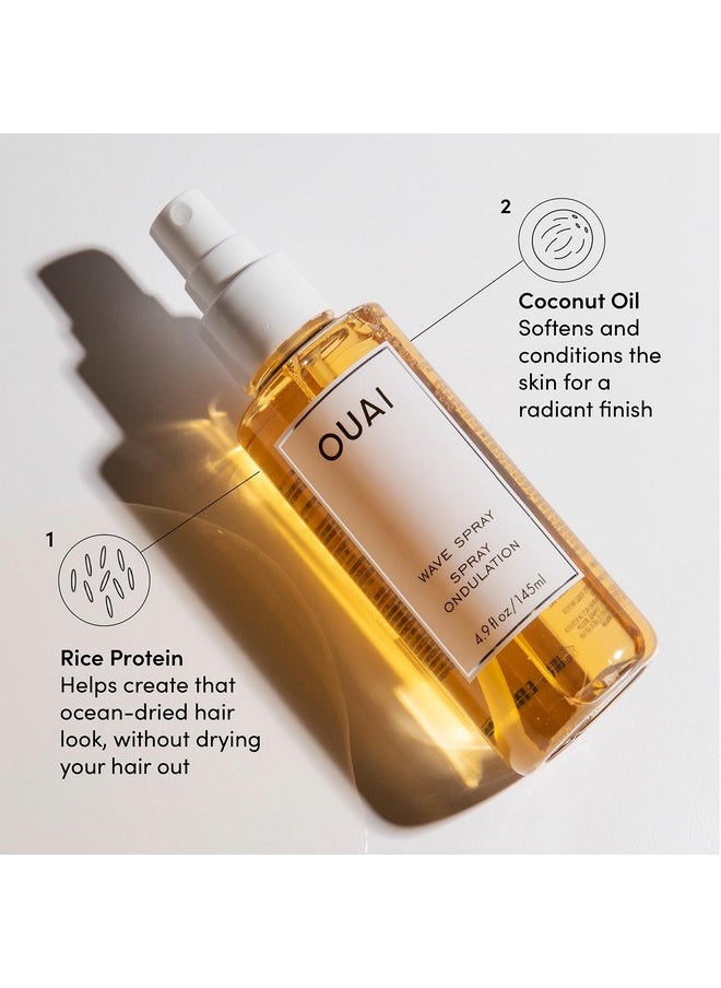Wave Spray - Coconut Oil & Rice Protein Texture Mist For Voluminous Beach Waves With Shine - Paraben Free, Safe For Color & Keratin-Treated Hair (4.9 Fl Oz)