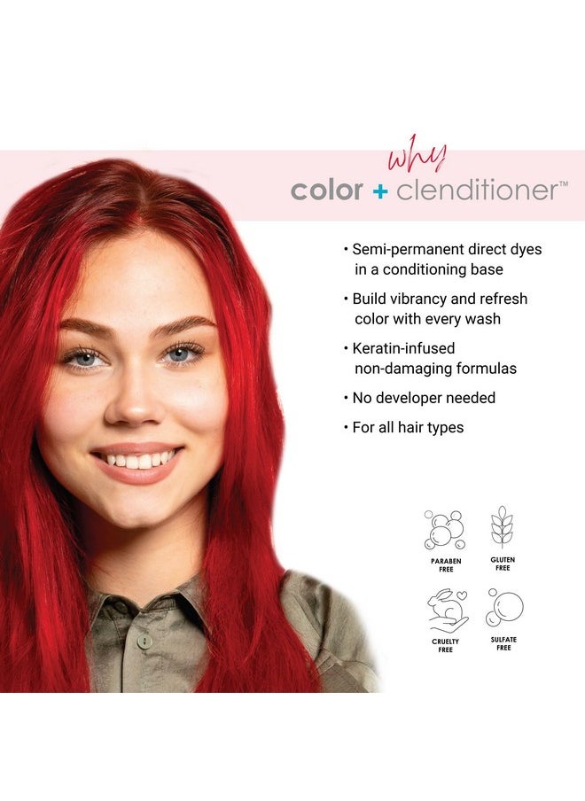 Clenditioner Color Depositing Conditioner - Hair Glaze Colorwash, Red, 12 Fl Oz