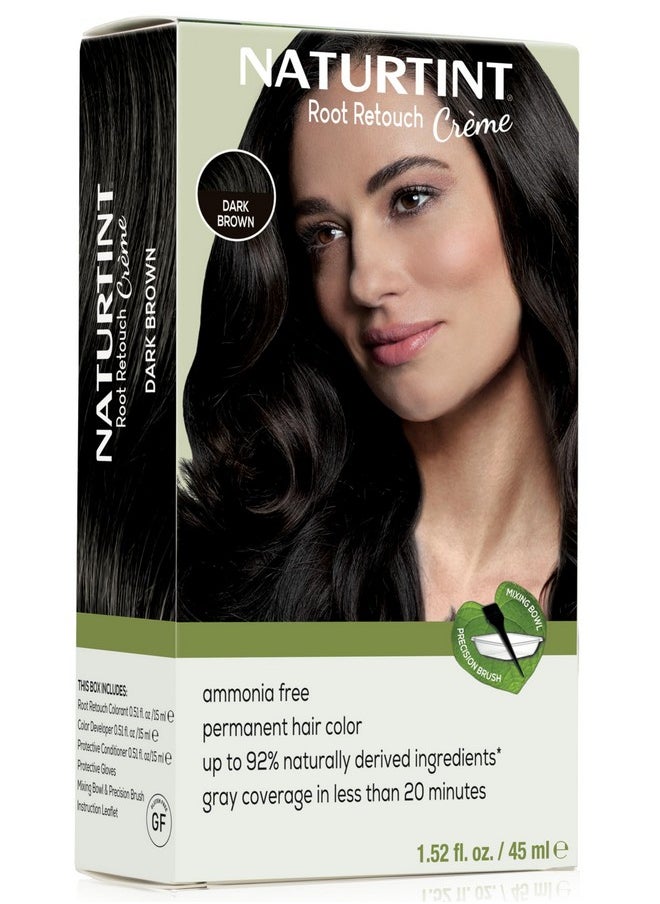 Dark Brown Root Retouch Crème Permanent Hair Color - Ammonia Free, Conceal Grays, No Artificial Scent, 1.52 Fl Oz