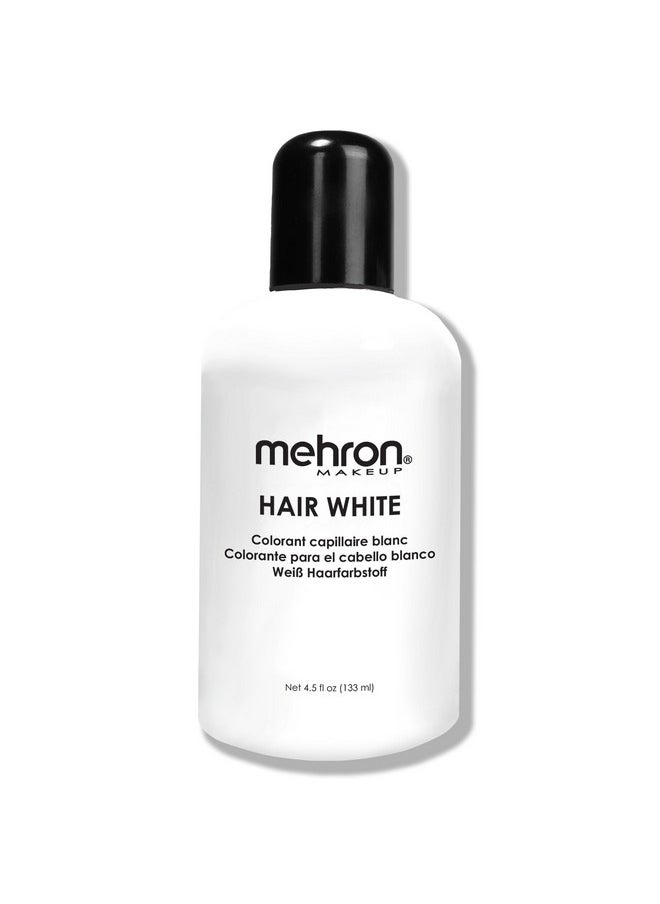 Makeup Hair White | Washable White Hair Dye | Temporary Hair Color For Theatre, Cosplay, & Halloween 4.5 Oz (133 Ml) (White)