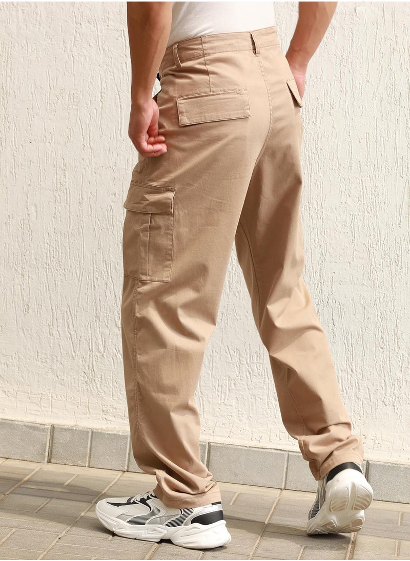 Men Taupe Trousers