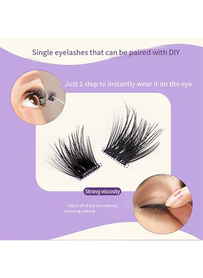 Pre Bond Lash Type，No Glue Needed，No Irritation，False Eyelashes, Self Adhesive Eyelashes Natural Look, No Glue Needed Lash Clusters, 48 Pcs Reusable Lashes Self Adhesive for Beginners, DIY Lash Extensions Stable Stick On Eyelashes, for Home Use