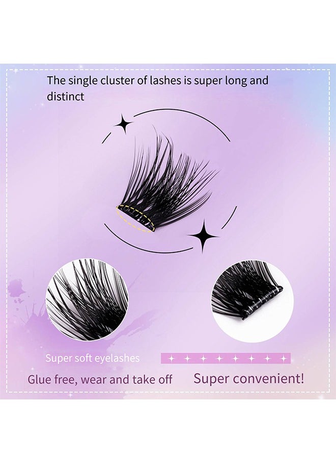 Pre Bond Lash Type，No Glue Needed，No Irritation，False Eyelashes, Self Adhesive Eyelashes Natural Look, No Glue Needed Lash Clusters, 48 Pcs Reusable Lashes Self Adhesive for Beginners, DIY Lash Extensions Stable Stick On Eyelashes, for Home Use