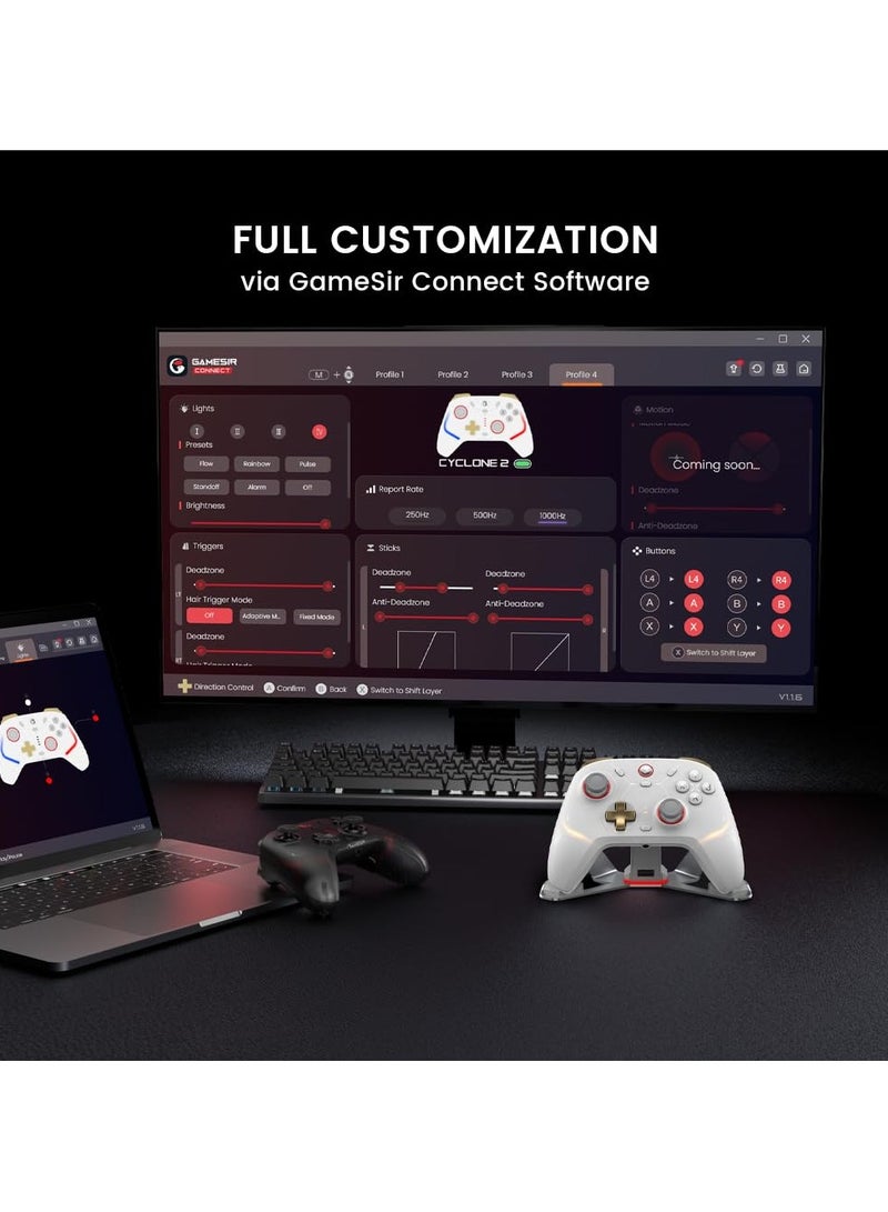 Cyclone 2 Multiplatform Wireless Controller- TMR Electromagnetic Joysticks&Hall Effect Switch triggers,6-axis Gyro Gaming Controller for Switch/PC/iOS/Android/Steam