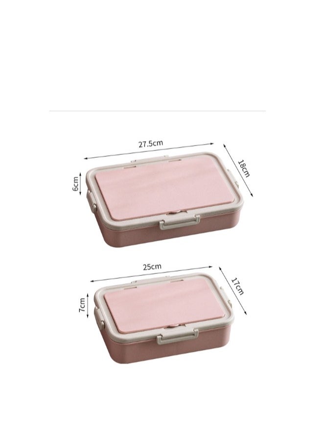 Portable Japanese Style Plastic Lunch Box With Wheat Tableware Insulated And Fresh-Keeping Box