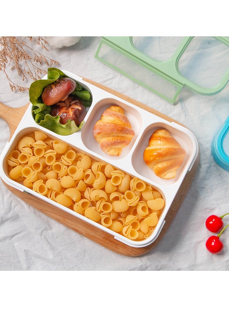 4-Compartment Large Lunchbox with Spoon Green 35x20x15cm