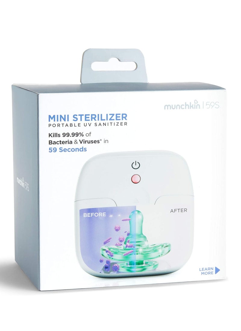 Munchkin Portable UV Sterilizer and Sanitizer Box, Eliminates 99.99% of Germs in 59 Seconds, Mini UV-C Cleaner for Pacifiers and More, White