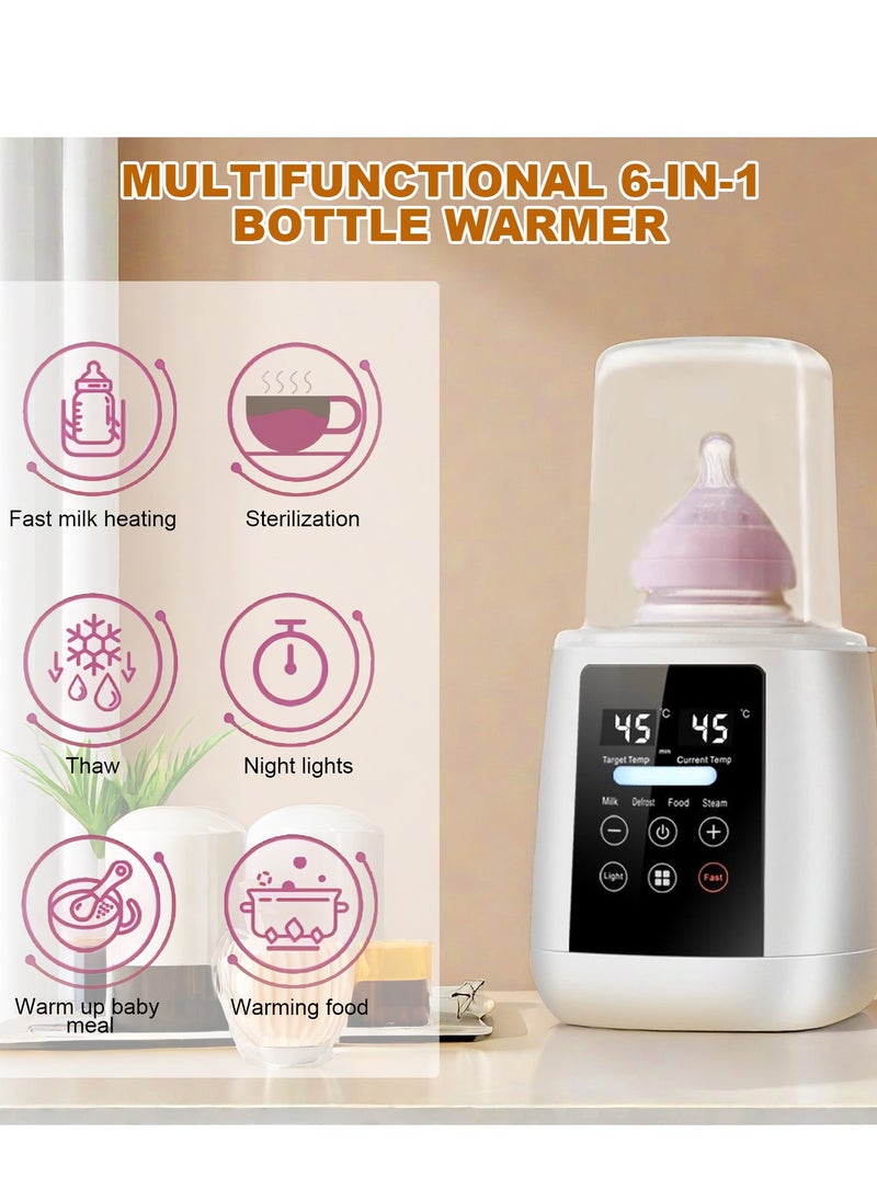 Multifunctional Baby Bottle Warmer, 6-in-1 Fast Baby Keep Warm, Baby Food Heater, 6-in-1 Multi-Functional Baby Bottle Warmer, Fast Baby Milk Warmer for Breast Milk Baby Food, LCD Display