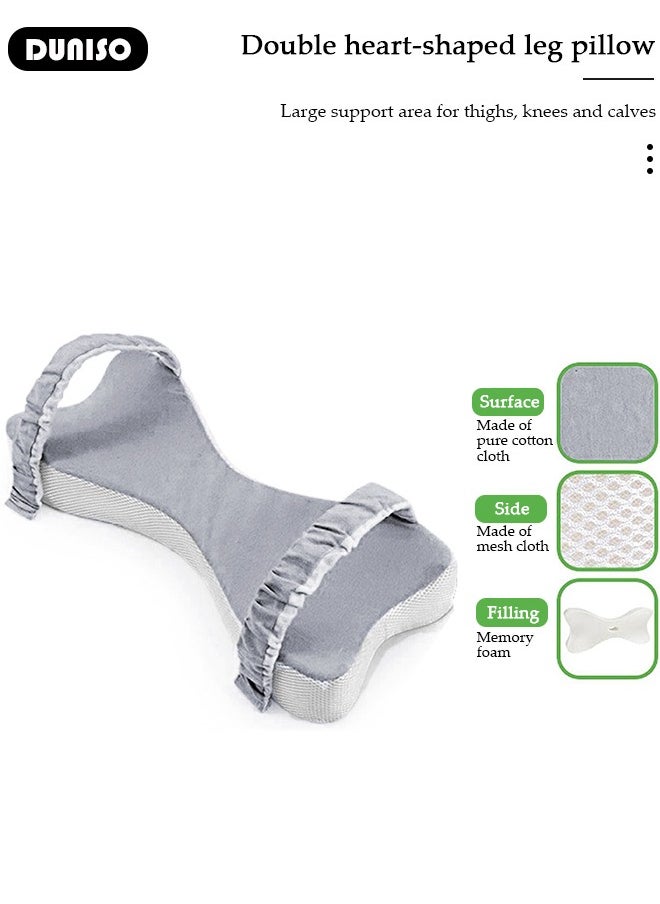 Knee Pillow for Side Sleepers, Memory Foam Leg Pillow for Sleeping, Hip & Leg Elevation for Pregnancy and Relief Lower Back Pain, Foldable Pillow with Removable and Washable Cover, Leg Positioner Pillows for Sciatica Relief, Back, Leg, Hip, Pregnancy and Joint Pain