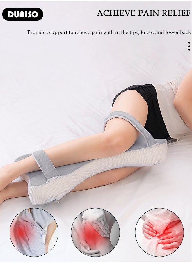 Knee Pillow for Side Sleepers, Memory Foam Leg Pillow for Sleeping, Hip & Leg Elevation for Pregnancy and Relief Lower Back Pain, Foldable Pillow with Removable and Washable Cover, Leg Positioner Pillows for Sciatica Relief, Back, Leg, Hip, Pregnancy and Joint Pain