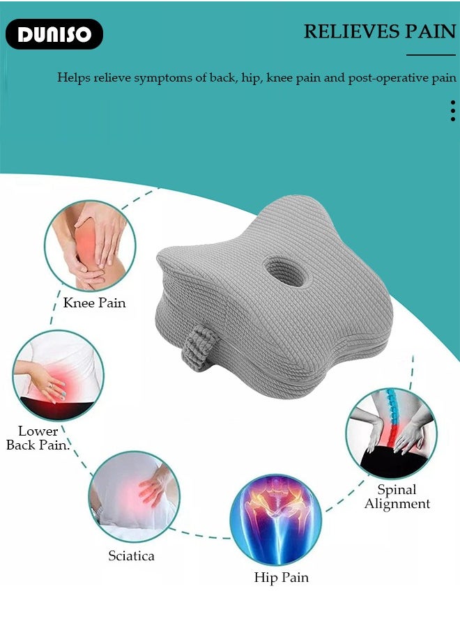 Leg and Knee Foam Support Pillow for Side Sleepers,Memory Foam Pillow Knee Pillows for Hip Pain, Lower Back Pain Relief, Side Sleeper Pillows for Adults, Leg Pillow with Washable Cover