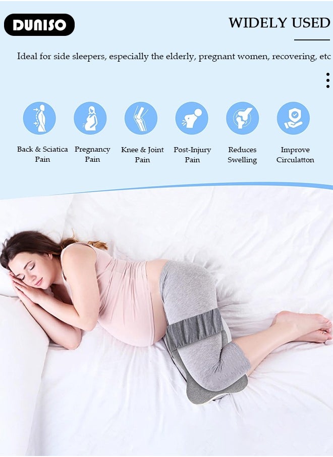 Knee Pillow for Side Sleepers, Memory Foam Leg Pillow for Sleeping, Ergonomic Side Sleeping Pillows with Removable and Washable Cover, Leg Positioner Pillows for Sciatica Relief, Back, Leg, Hip, Pregnancy and Joint Pain