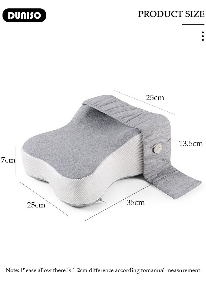 Knee Pillow for Side Sleepers, Memory Foam Leg Pillow for Sleeping, Ergonomic Side Sleeping Pillows with Removable and Washable Cover, Leg Positioner Pillows for Sciatica Relief, Back, Leg, Hip, Pregnancy and Joint Pain