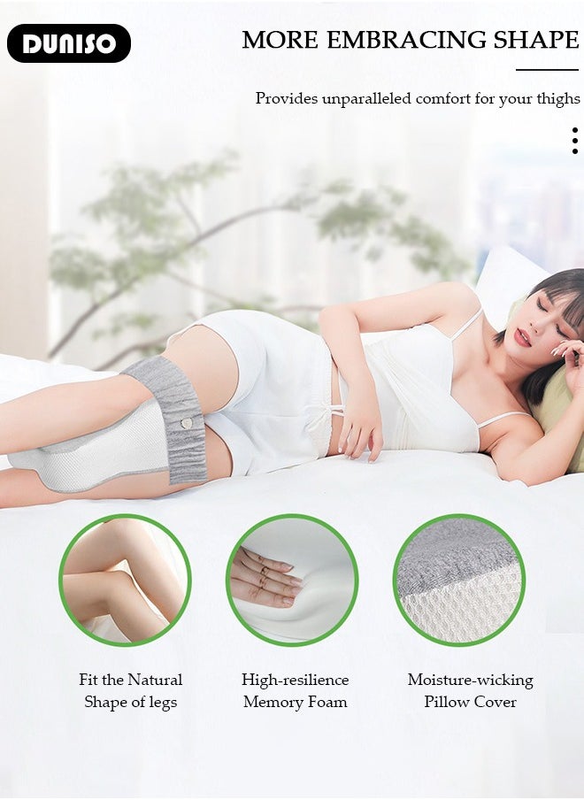 Knee Pillow for Side Sleepers, Memory Foam Leg Pillow for Sleeping, Ergonomic Side Sleeping Pillows with Removable and Washable Cover, Leg Positioner Pillows for Sciatica Relief, Back, Leg, Hip, Pregnancy and Joint Pain