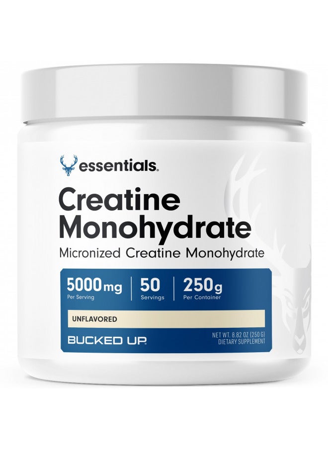 Bucked Up Creatine Monohydrate 250 Grams Micronized Powder, Essentials (50 Servings)
