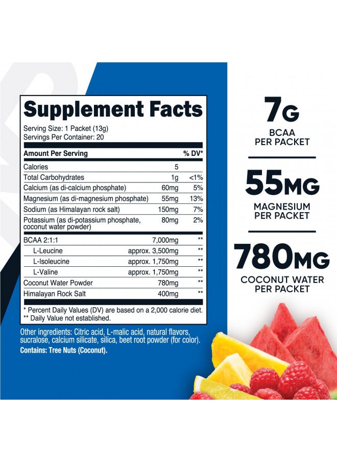 Bcaa+ Hydration Fruit Punch Flavor 20 Stick Packs Glutenfree Nongmo