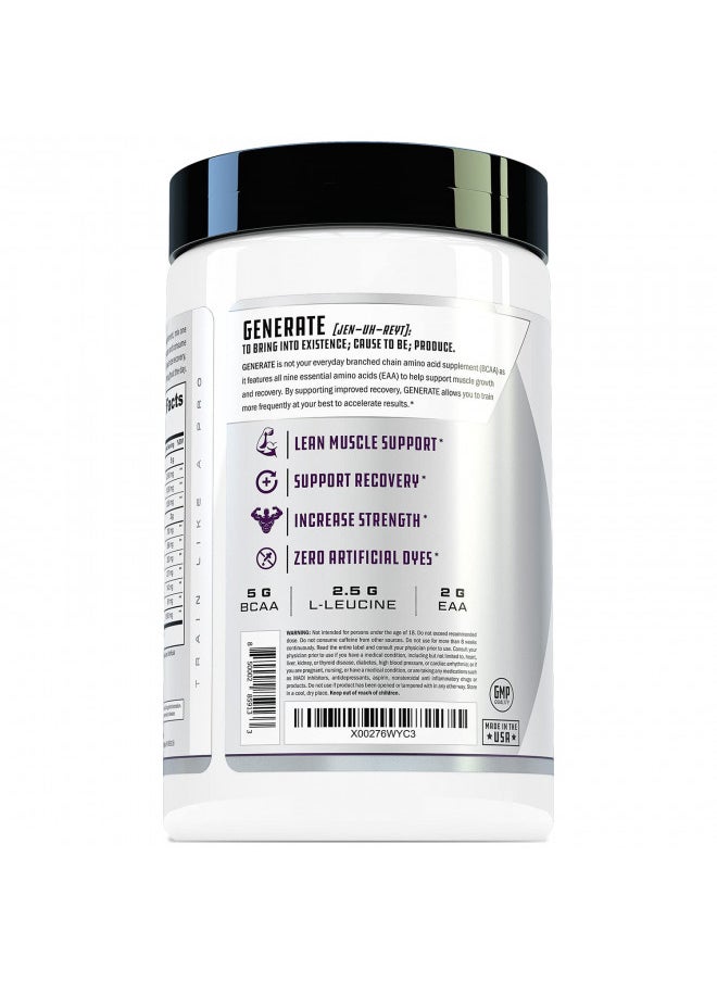 Generate EAA and BCAA Powder: Best Post Workout Recovery Drink and Branched Chain Amino Acids Supplement with Essential Amino Acids, 5g BCAAs, 2g EAAs | BlackBerry Lemonade, 30 Servings