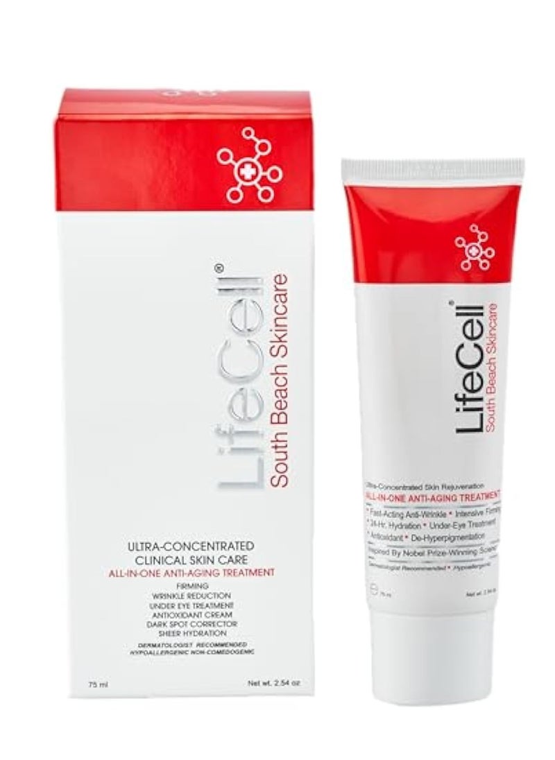 LifeCell Genuine South Beach Skincare All-in-One Anti-Aging Treatment - 2.54 oz - Reduce the Look of Wrinkles - Includes DMAE, Retinol, Hyaluronic Acid & Vitamin C