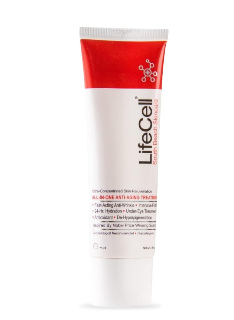 LifeCell Genuine South Beach Skincare All-in-One Anti-Aging Treatment - 2.54 oz - Reduce the Look of Wrinkles - Includes DMAE, Retinol, Hyaluronic Acid & Vitamin C