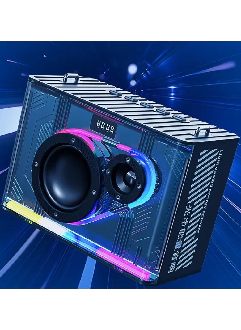 Wireless Bluetooth Mecha Speaker - High-Power Portable Outdoor Karaoke Speaker with Dazzling LED Colors, Desktop Audio Support, and Enhanced Sound for Parties & Events