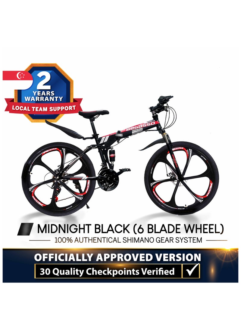 BEGASSO Soldier Series 26 Inch Folding Mountain Bike for Various Terrains - Foldable Bicycle for Men & Ladies