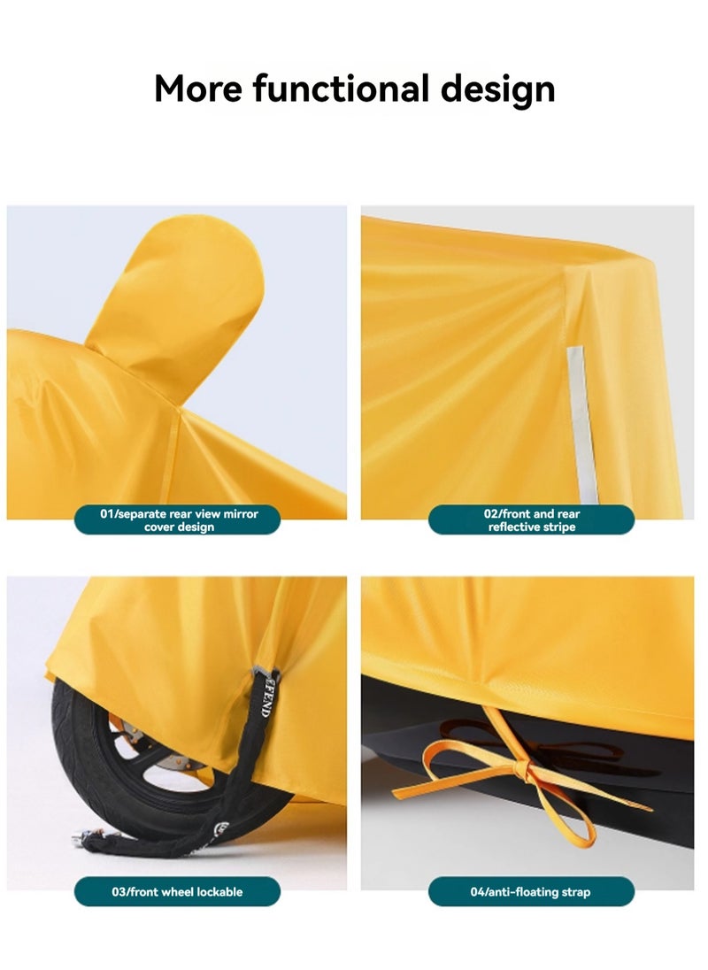 Blue Bicycle Cover + Mirror Cover Waterproof Outdoor Bicycle Rain Cover Reflective Strip With Keyhole Storage Bag（4XL）