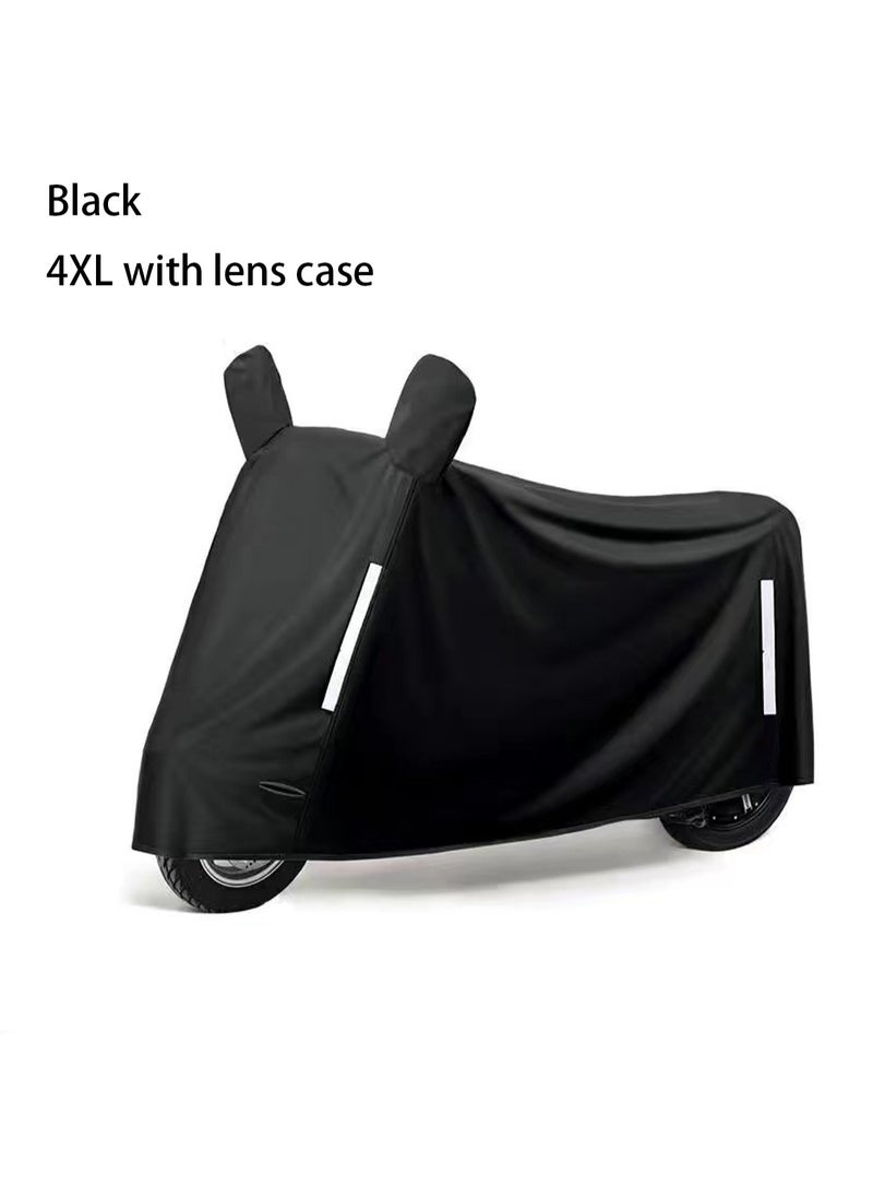 Black Bicycle Cover + Mirror Cover Waterproof Outdoor Bicycle Rain Cover With Keyhole Storage Bag（4xl ）