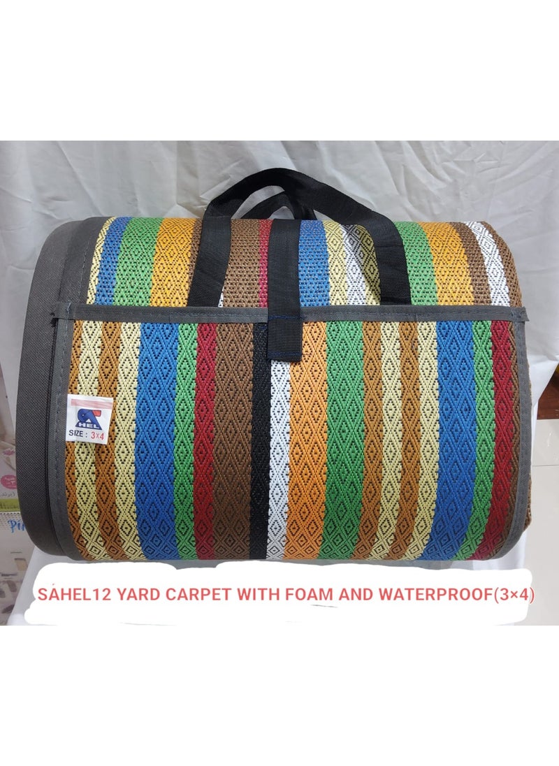 Random Mix color Foldable Outdoor Carpet Mat with Foam and Waterproof Picnics Beaches Outings Picnic Camping Blankets High quality Fashion Foldable Waterproof Picnic (3 X 4 M)