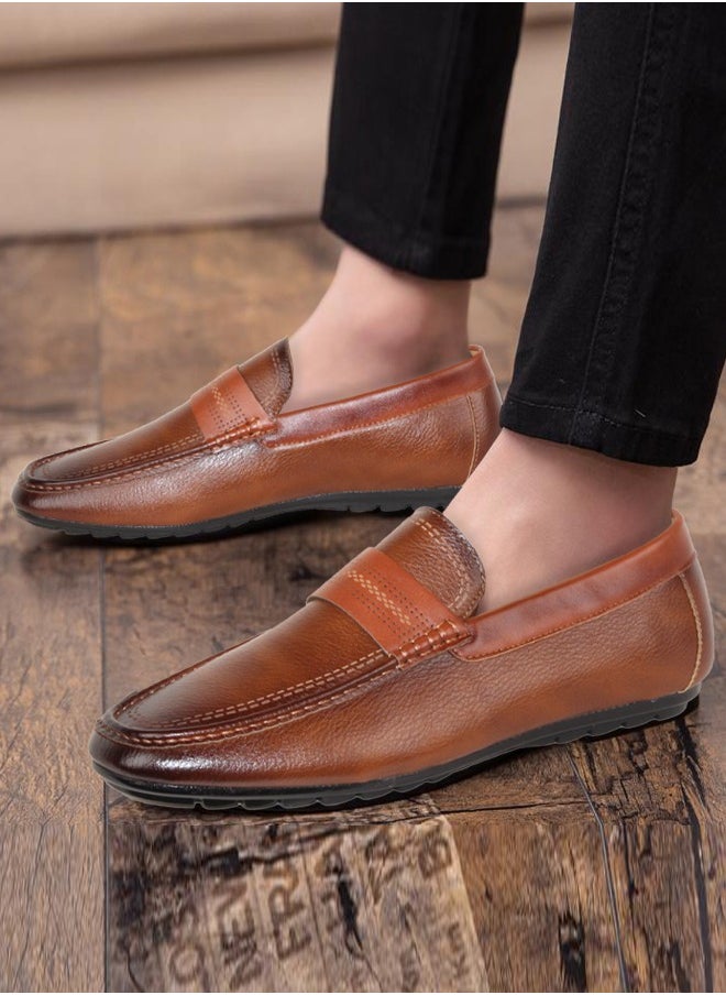 Men Slip On Loafers Size 40-45 Brown Boat Shoes For Man