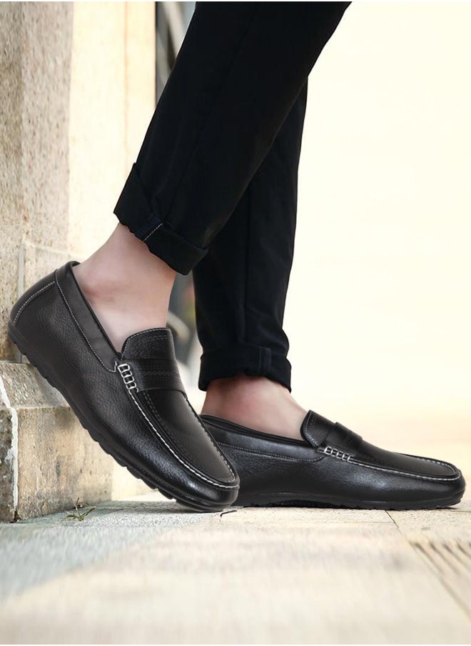 Men Shoes Formal Business Lower Heel Genuine Leather Loafer