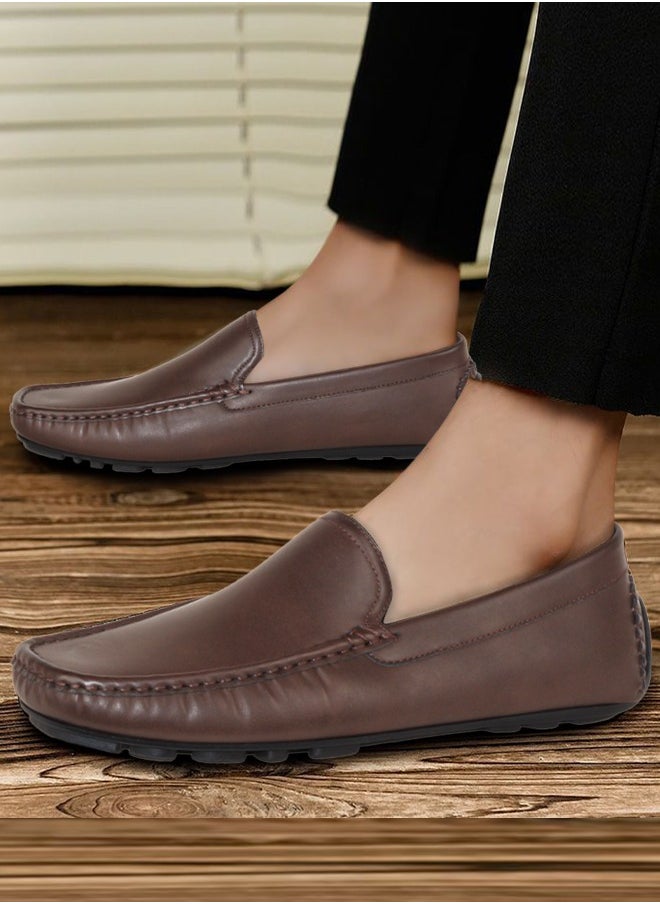 Mens Loafer Casual Leather Driving Moccasin Shoes For Men Big Size 40-45