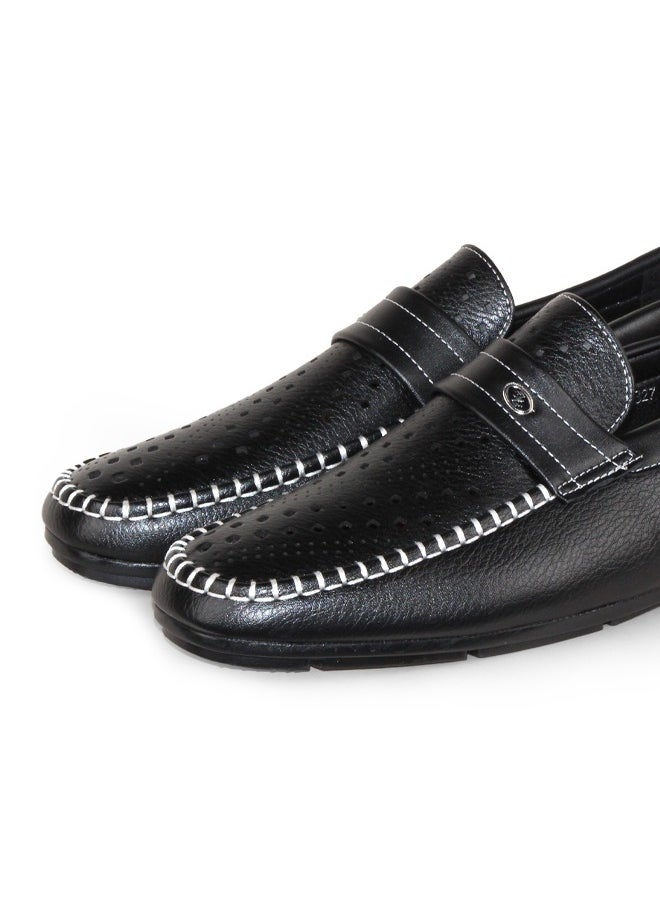 Genuine Leather Slip On Style Walking Shoes Rounded Toe Casual Breathable Rubber Sole Slip-On Loafers