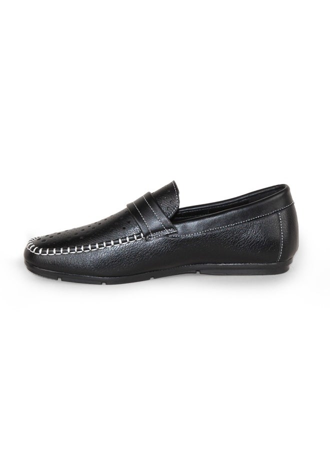 Genuine Leather Slip On Style Walking Shoes Rounded Toe Casual Breathable Rubber Sole Slip-On Loafers