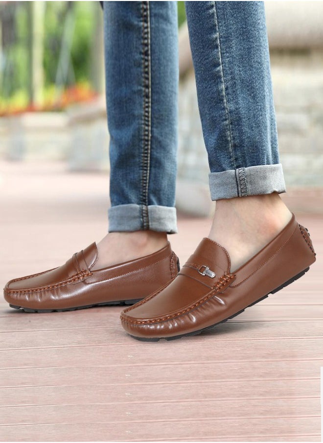 Men's 40-45 Big Loafers Shoes For Casual Wear Moccasin For Men In Pu Leather Anti Slip Comfortable Shoes