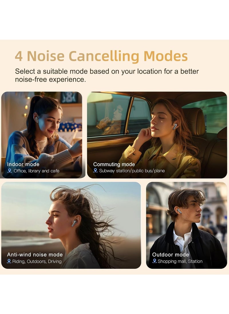 QCY MeloBuds Pro Adpative Active Noise Cancelling Wireless Earbuds LDAC Hi-Res Sound Bluetooth Earphones AI Call Noise Reduction 34H Playtime Multipoint Connection (White)