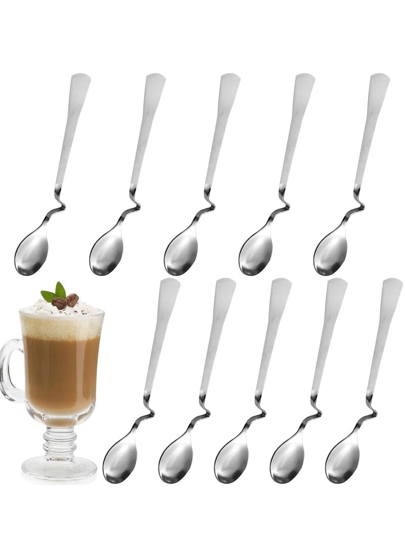 Coffee Spoons,10 Pieces Latte Macchiato Spoon Tea Spoons Stainless Steel Espresso Spoon Honey Spoon Long Drink Spoon with Kink for Home Office Cafe Travel