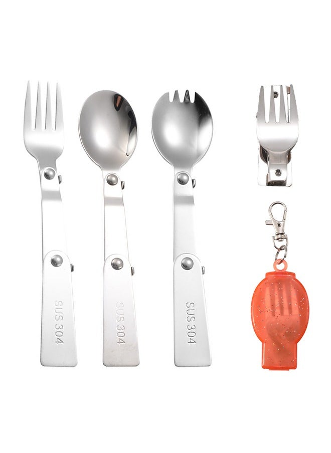 Portable 3-Piece Foldable Cutlery Set with Case, Stainless Steel Spoon and Fork for Travel, Camping, and Outdoor Activities