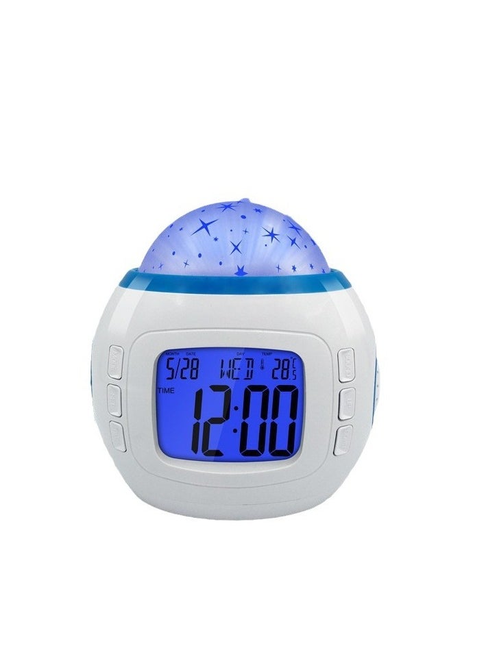 Digital Glowing Led Digital Alarm Clock For Kids Blue And White 104 *102*82 Millimeter Digital Clock Battery Operated Not Included Battery Digital Clock for Kids Teens Girls