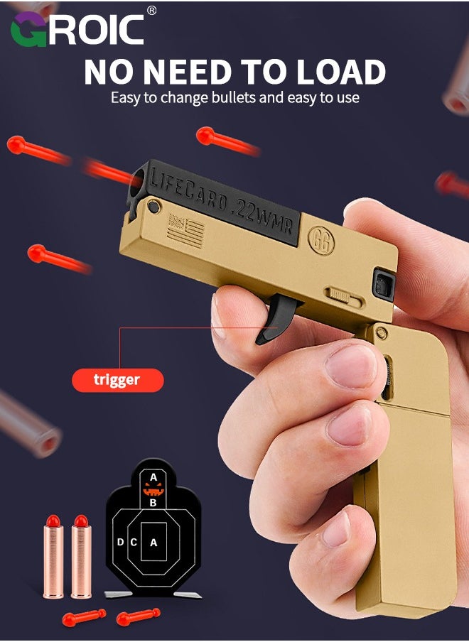 Folding Toy Pistol, Phone Model Handgun Toy, Card Gun with Soft Bullets Alloy Shooting Model Gun Toys, 1 Shell, 12 Soft Bullets, 1 target, Folding Blaster Toy Cool Gifts - Assassin Series