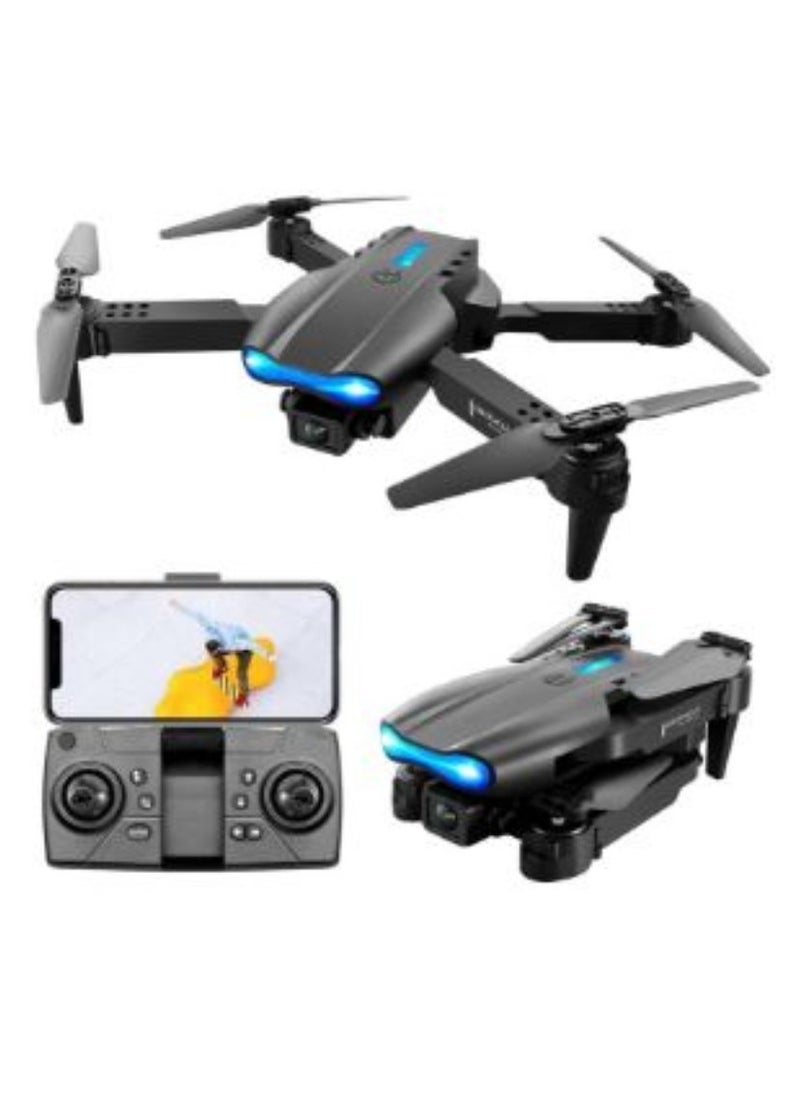 Remote Control Foldable Quadcopter Drone With HD 5x Zoom Camera For Kids, Phone control with 2 Batteries, 2.4G One-button 360Â° Flip Aircraft Outdoor Remote Control Aircraft Kids, Black