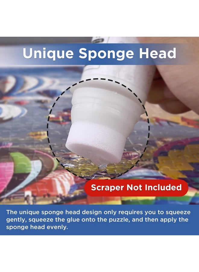 Updated Jigsaw Puzzle Glue With New Sponge Head For Adults And Children Clear Water-Soluble Special Craft Puzzle Glue Quick Dry For 1000/1500/3000 Pieces Of Puzzle,120Ml