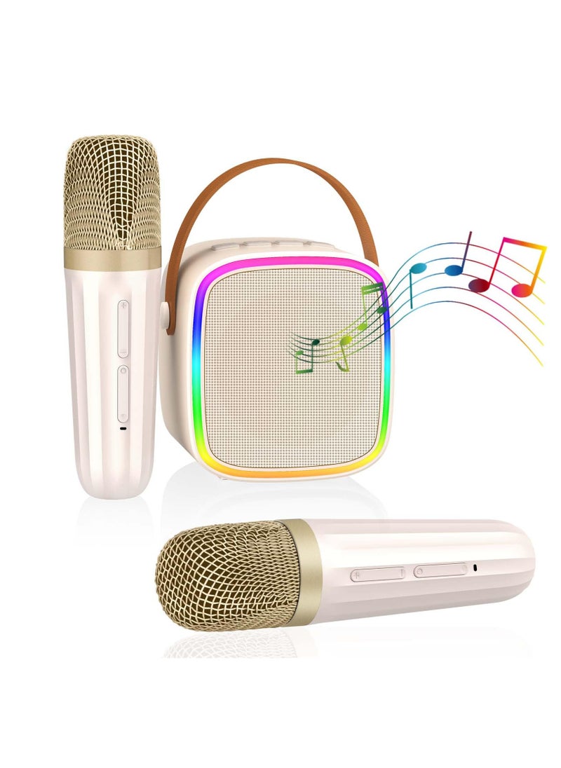 Karaoke Machine 2 Karaoke Microphones for Kids Adults,Mini Karaoke Machine Portable Bluetooth,Karaoke Speaker with Led Lights,Toys for Girls 3-12 Years Birthday