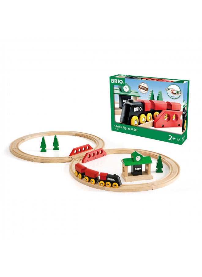 Brio World 33028 - Classic Figure 8 Set - 22 Piece Wood Toy Train Set with Accessories and Wooden Tracks for Kids Age 2 and Up