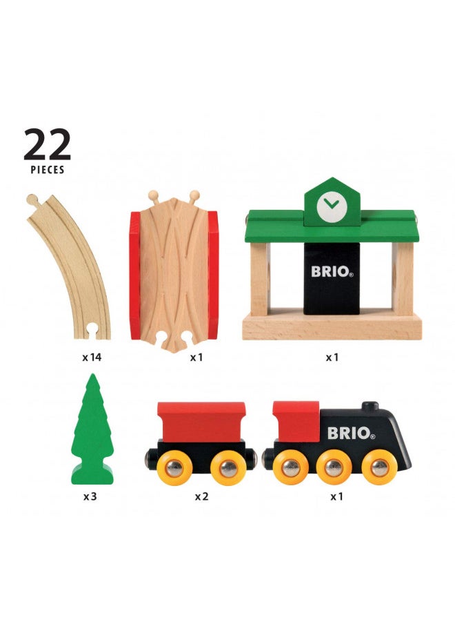 Brio World 33028 - Classic Figure 8 Set - 22 Piece Wood Toy Train Set with Accessories and Wooden Tracks for Kids Age 2 and Up