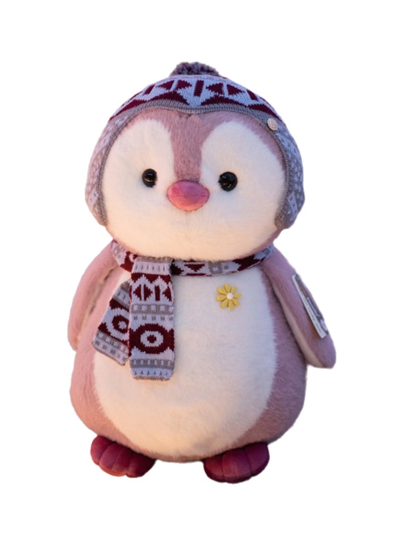 27 CM Cute Penguin Plush Toy Soft Stuffed Cartoon Simulation Animal Doll For Girls And Boys All Ages Gift（Pink）