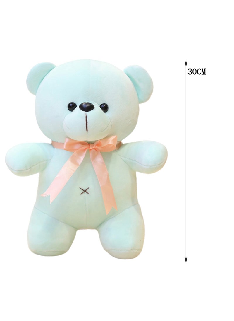 30 CM Cute Bear Plush Toy Soft Stuffed Cartoon Animal Doll For Girls And Boys All Ages Gift（Blue）